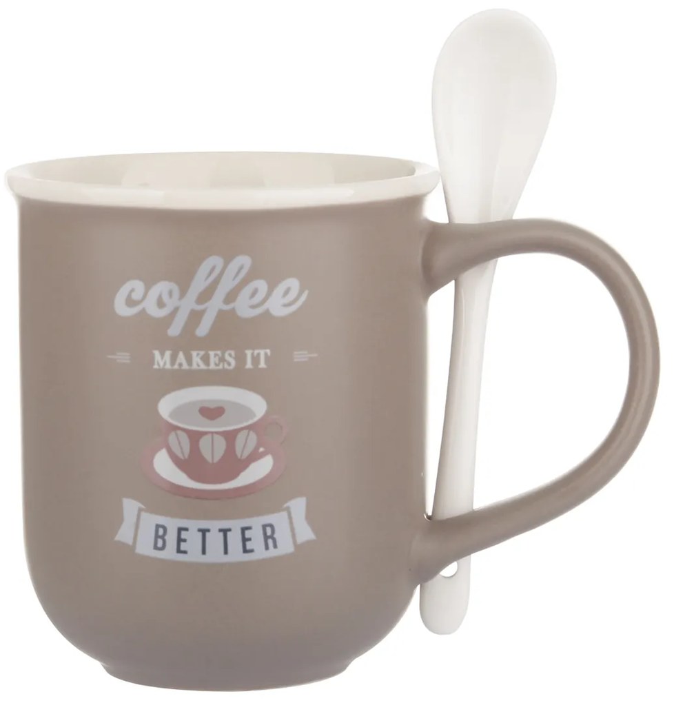 Mug caffè marrone 400 ml con cucchiaino