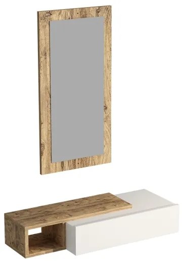Mensola da parete + specchio VIEN bianco/pino atlantic