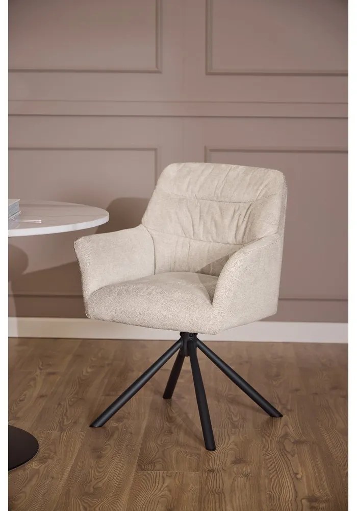 Sedia da pranzo beige in imbottito con braccioli Alonso – Actona