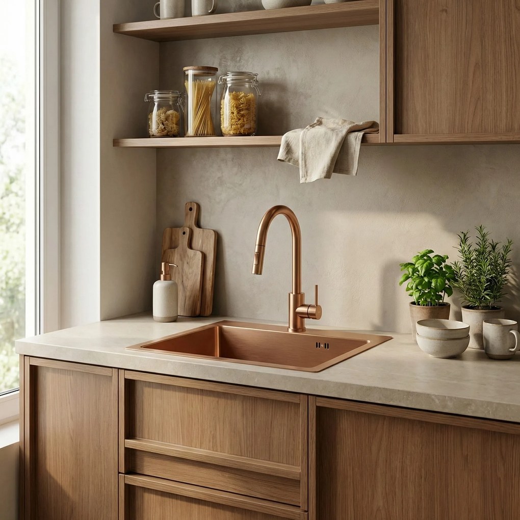 Lavello in acciaio Leo 50 BRUSH COPPER