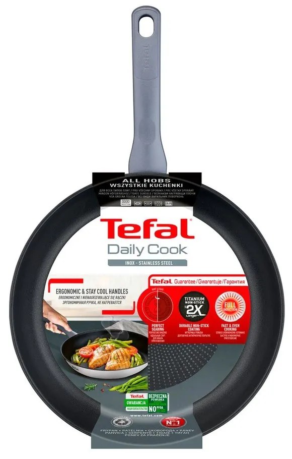 Padella in acciaio inox con superficie antiaderente ø 28 cm Daily Cook G7300655 – Tefal