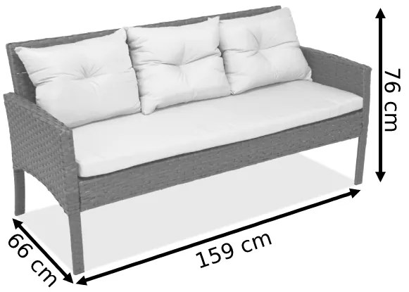Divano tre posti in polyrattan antracite Bari Garden Point