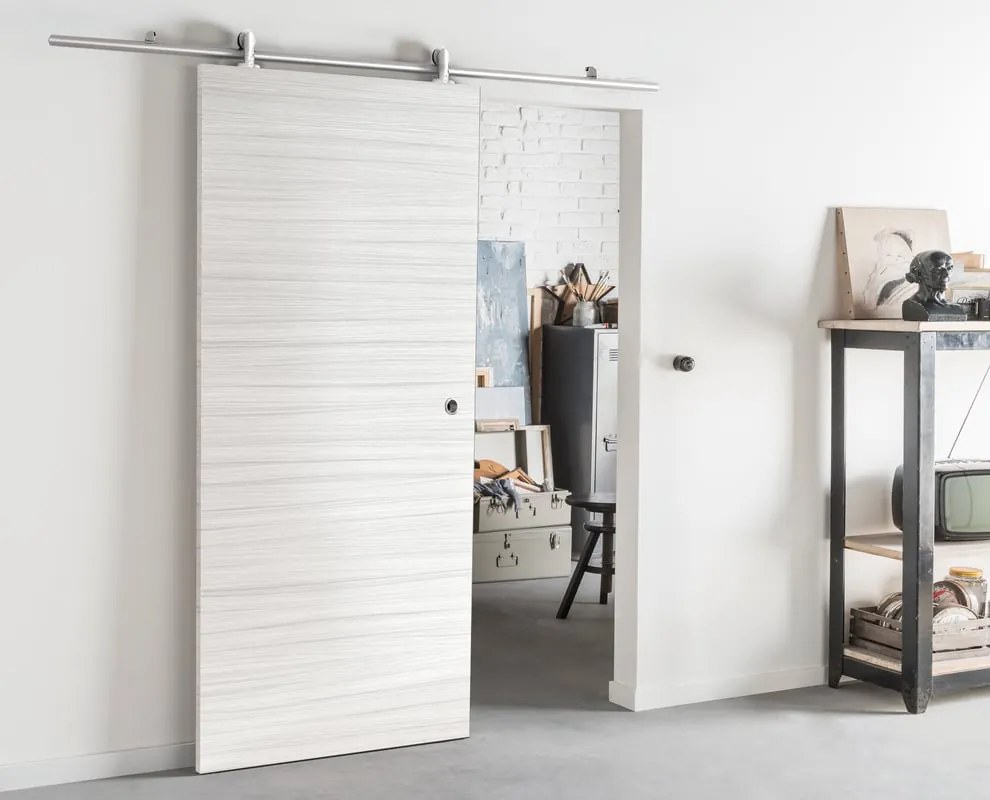 Porta scorrevole reversibile Sablé in mdf marrone, L 92.5 x H 211.5 cm, con binario Ermes