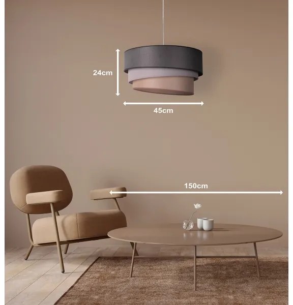 Duolla - Lampadario a sospensione con filo TRIO 1xE27/40W/230V diametro 45 cm antracite/grigio/marrone