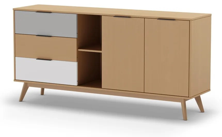 Cassettiera bassa in legno di pino in colore naturale 165x81 cm Elfa - Marckeric