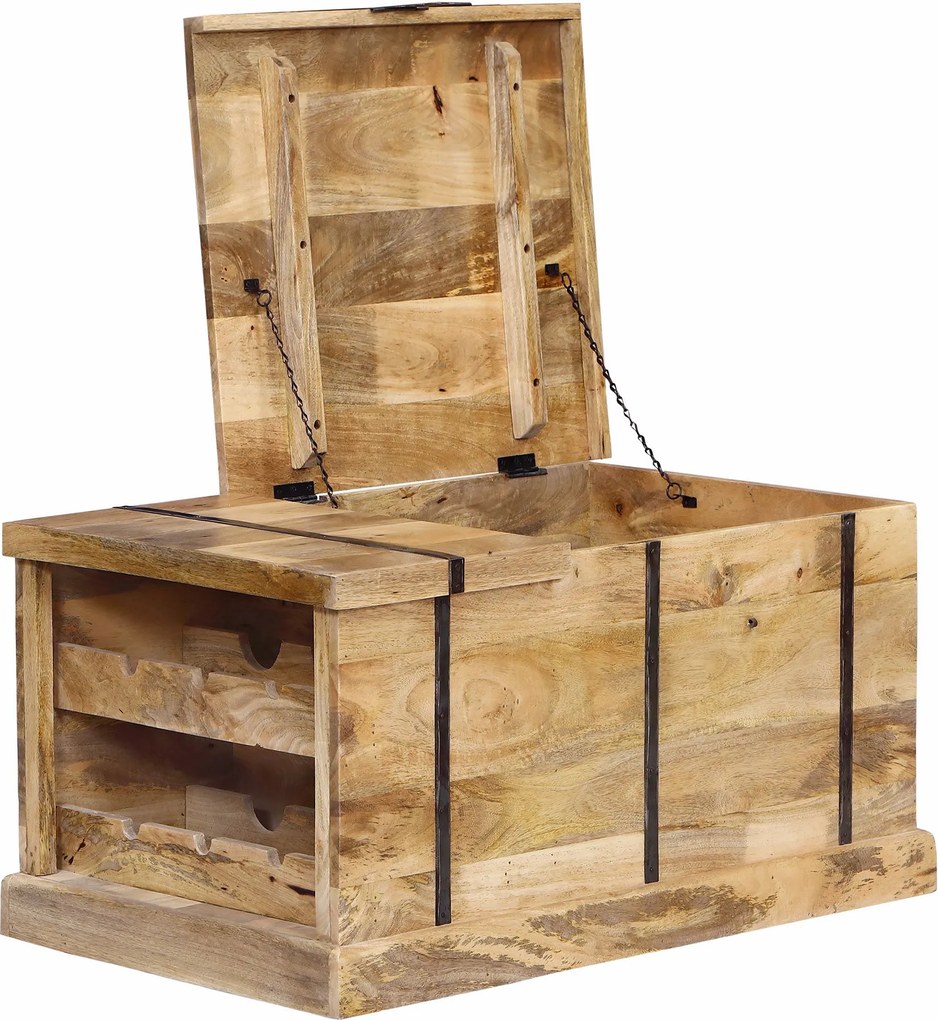 JORDI - tavolino in legno di mango con porta bottiglie