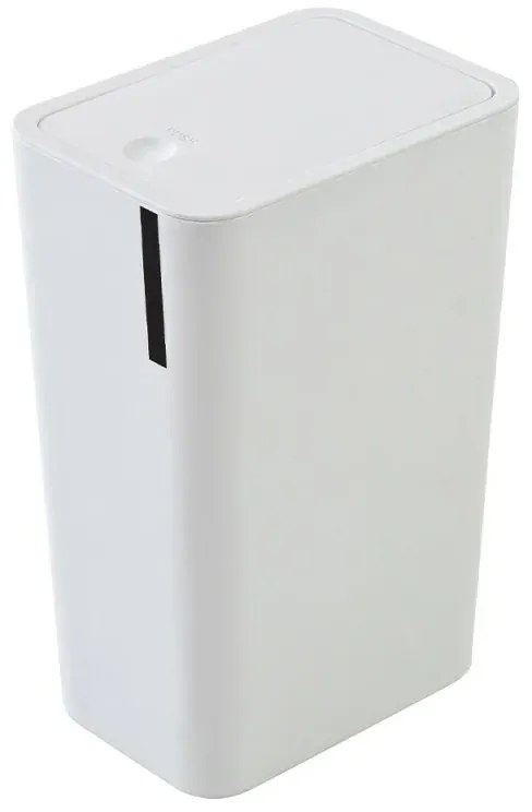 Cestino bagno da 8 litri in plastica bianca con coperchio Push