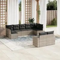 Set Divano da Giardino 9pz con Cuscini Grigio Chiaro Polyrattan 3251759