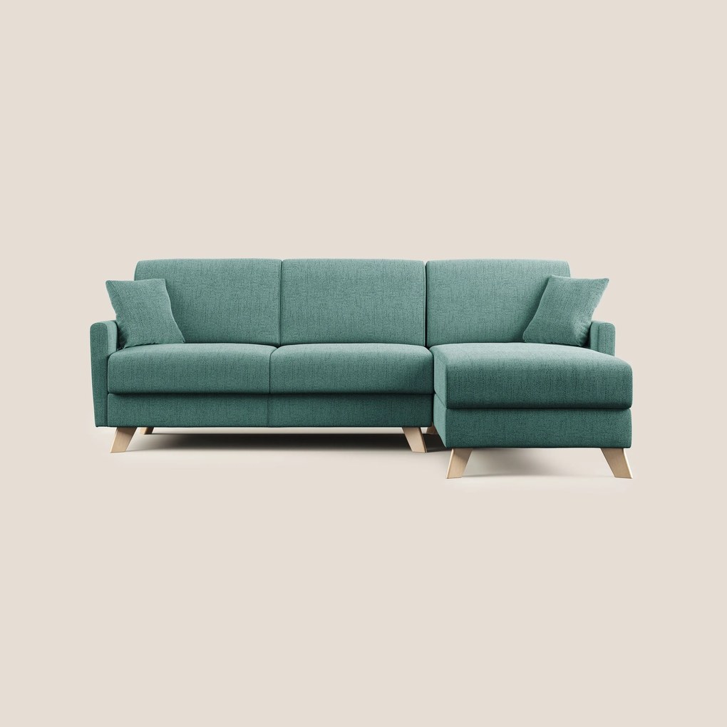 Edgar divano letto angolare in tessuto felis impermeabile T03 verde acqua 263 cm destro (mat. 140x197)