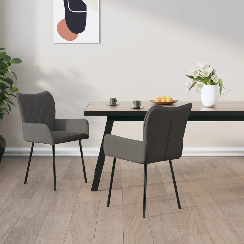 Sedie Da Pranzo 2pz Grigio Scuro İn Tessuto /