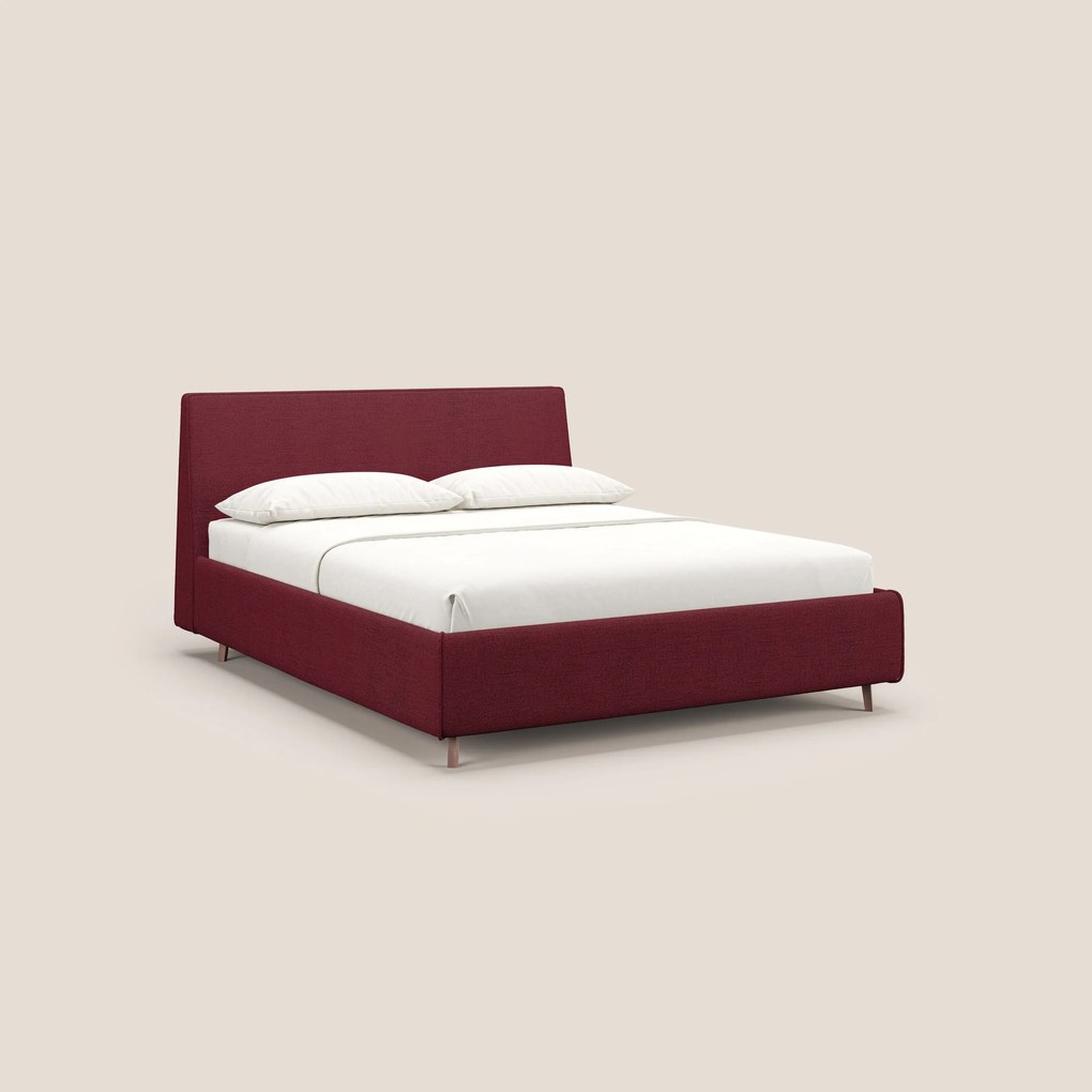 Justin letto imbottito contenitore e sfoderabile in tessuto fiammato impermeabile T03 rosso