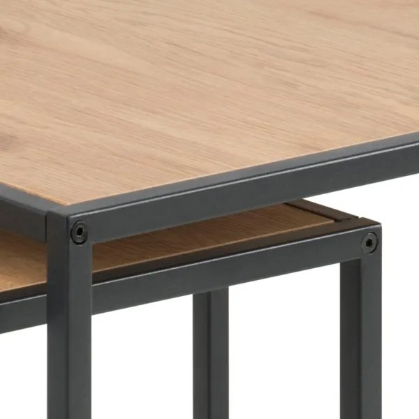 Set di tavolini da caffè SARON 2 pz quercia/nero