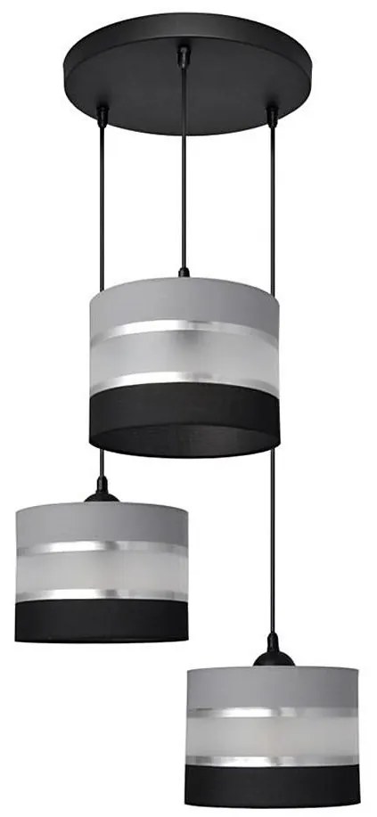 Lampadario a sospensione con filo HELEN 3xE27/15W/230V nero/grigio/argento