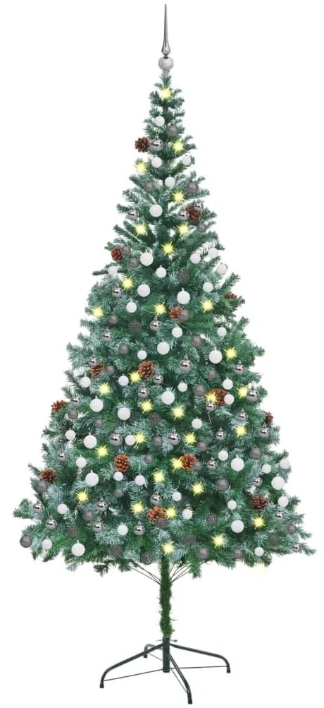 Albero di Natale Preilluminato con Palline e Pigne, Albero di Natale Preilluminato con Palline e Pigne 210 cm V