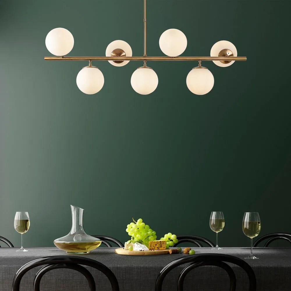Plafoniera bianca/dorata con paralume in vetro 40x113 cm Fazli – Opviq lights