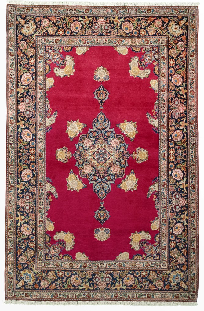 Kashan Tappeto 210 x 140 Rosso (Iran) Annodato A Mano