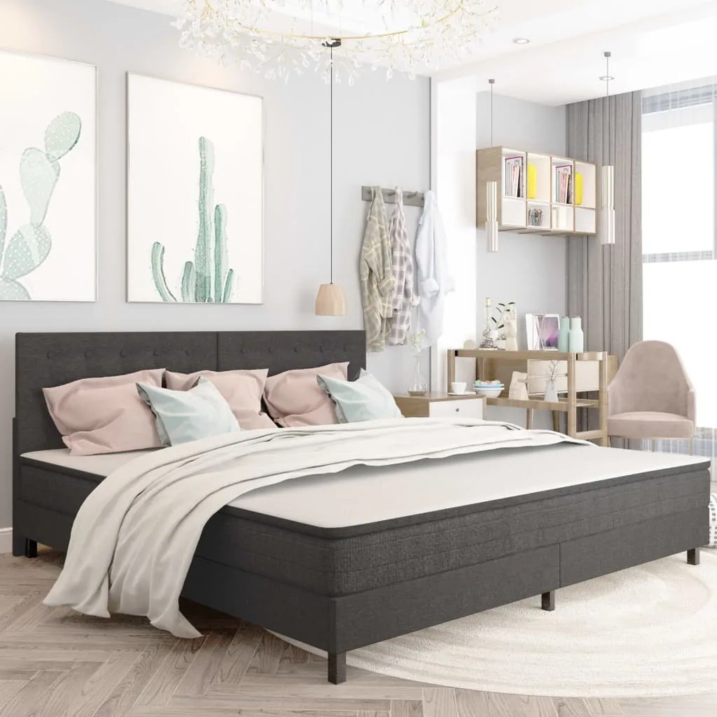 Letto A Molle Grigio Scuro İn Tessuto 200x200 Cm /