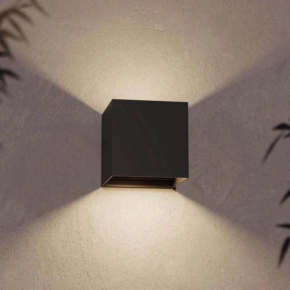 Applique LED Cubo 10W IP65 Nero - 2CCT Colore Bianco Variabile CCT
