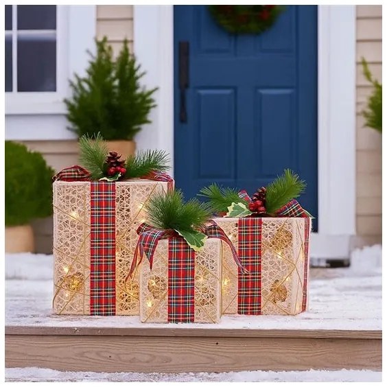 Solight 1V291 - SET 3x LED Regalo di Natale 48xLED/3,6W/230V IP44 bianco caldo