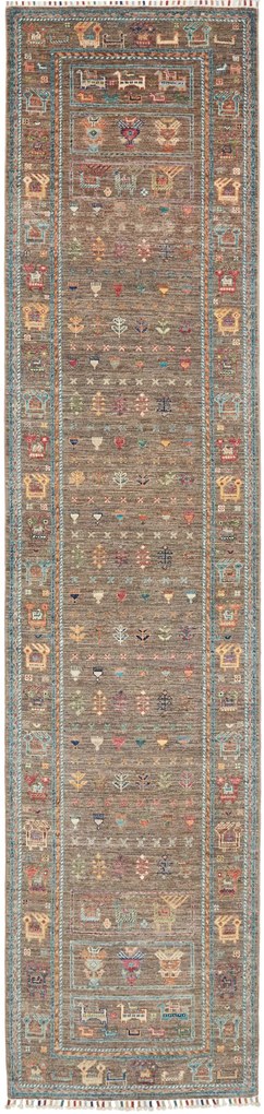 Samarkand Tappeto orientale 350 x 80 Marrone (Pakistan) Annodato A Mano