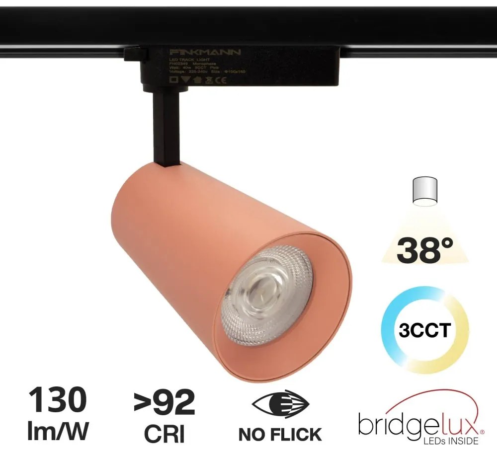 Faro LED 40W Monofase Rosa CRI92 Bianco Variabile 38° - Bridgelux LED Colore Bianco Variabile CCT