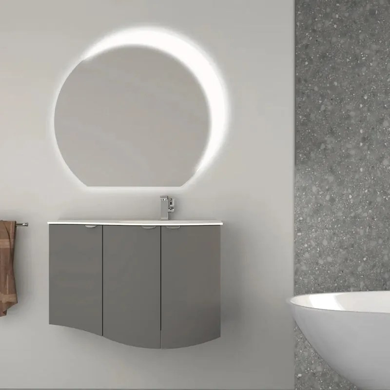 Mobile sottolavabo e lavabo Onda grigio nuvola L 104 x H 70 x P 51 cm 1 vasca