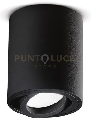 Gfa352- - faretto h. 9,6cm tondo nero orientabile in alluminio 1 lu...