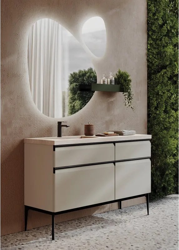 Mobile da bagno sospeso sotto lavabo Fusion L80 H60 P45 cm sabbia, 2 cassetti
