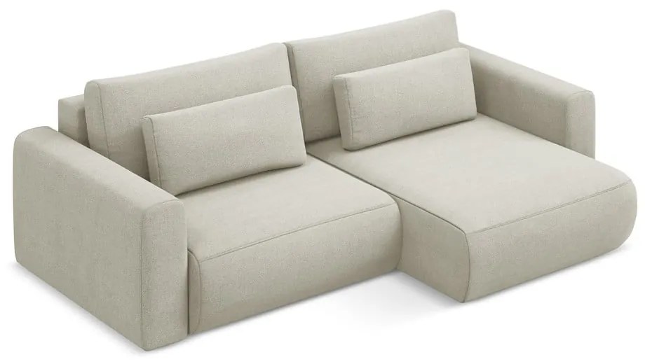 Divano angolare beige allungabile/con contenitore (con penisola a destra/con chaise lounge) Kapua – Makamii