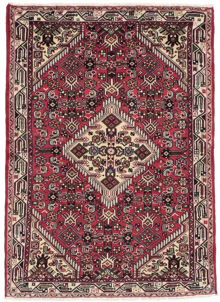 Hamedan Tappeto 150 x 110 Rosso (Iran) Annodato A Mano