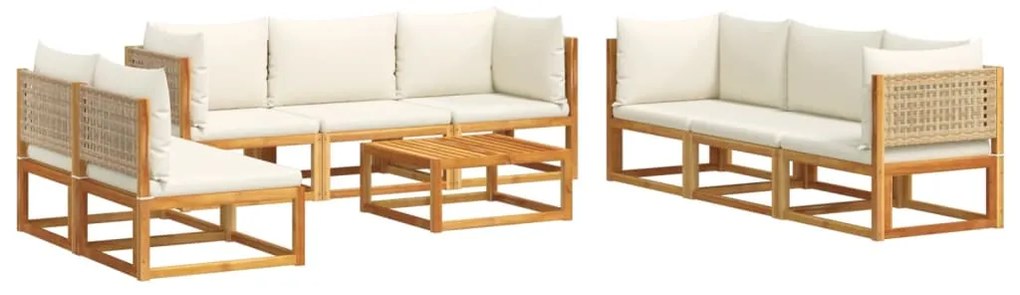 Set divano giardino 9 pz con cuscini legno massello di acacia