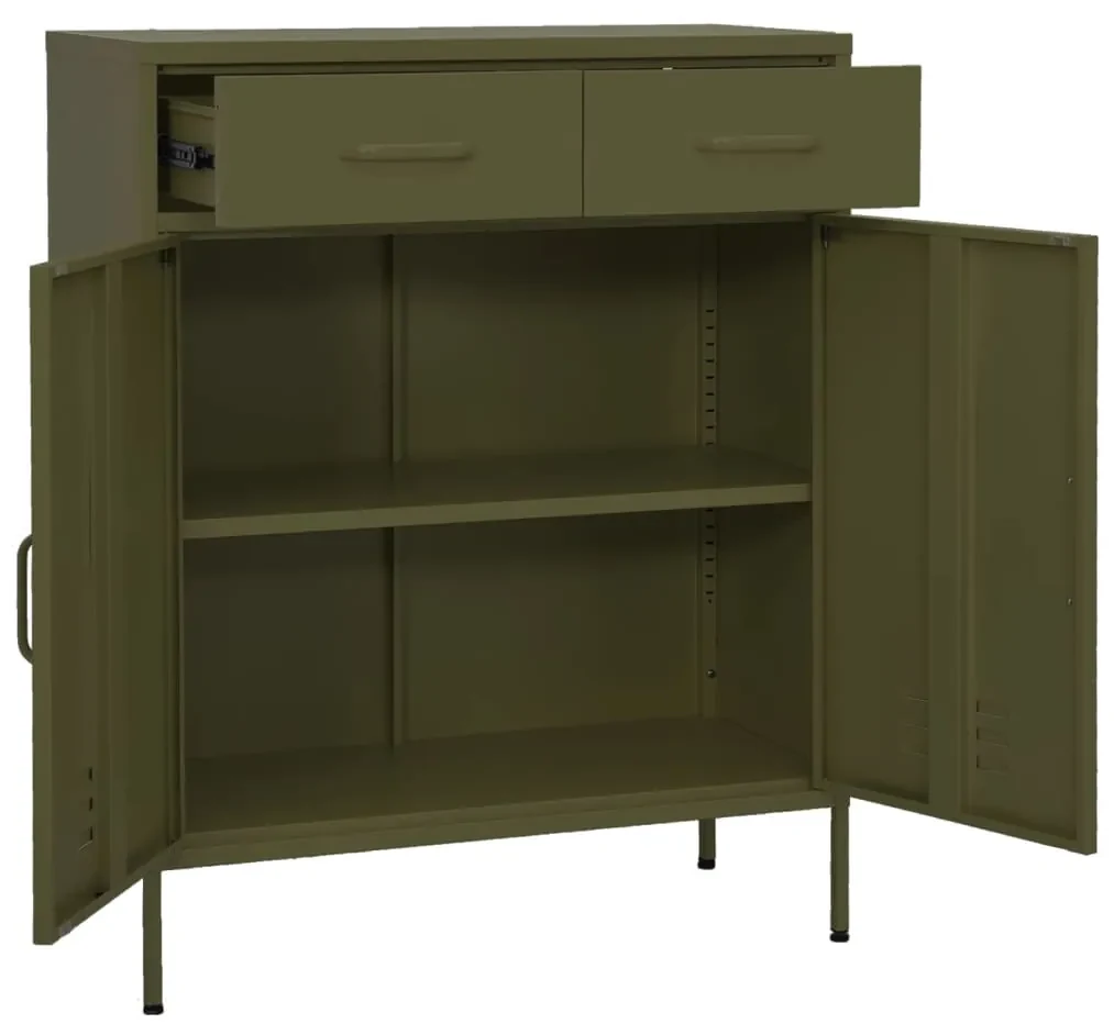 Armadietto verde oliva 80x35x101,5 cm in acciaio