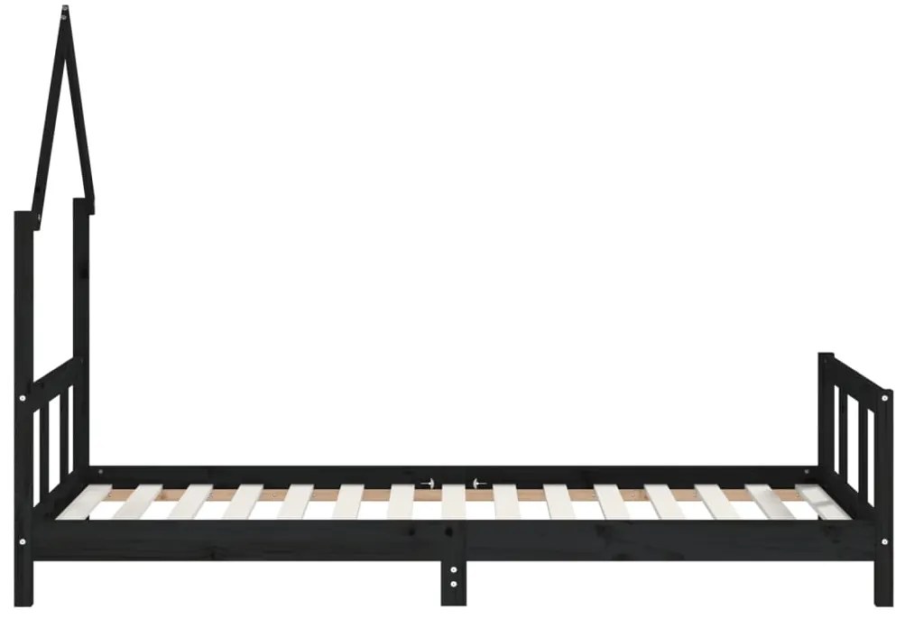 Giroletto per bambini nero 90x190 cm in legno massello di pino