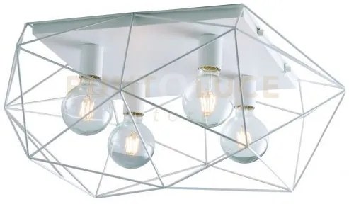 Plafoniera abraxas bianca 4 luci attacco e27 41,7x40x26,5cm in metallo
