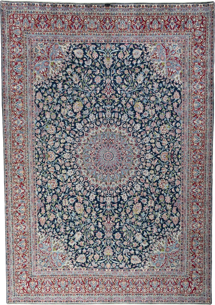 Kerman Tappeto 300 x 430 Blu (Iran) Annodato A Mano