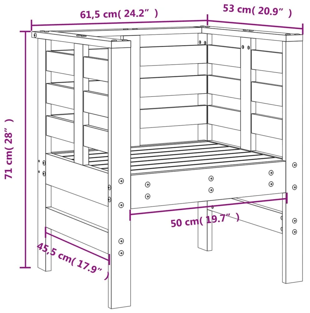 Set Salotto da Giardino 3 pz Bianco in Legno Massello di Pino