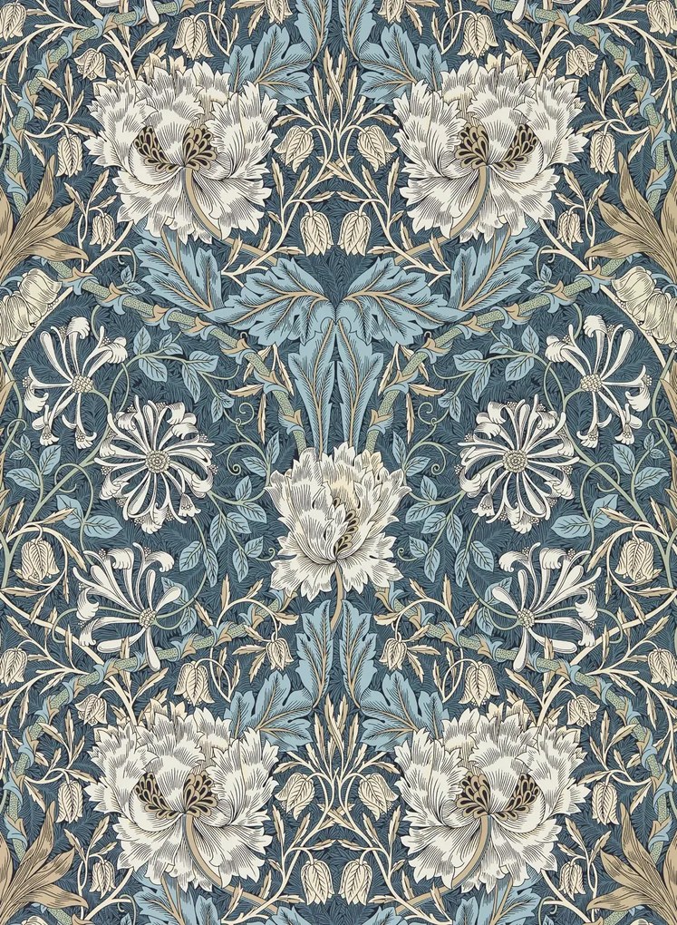 Morris & Co Tapete Honeysuckle & Tulip - Woad/ Thyme