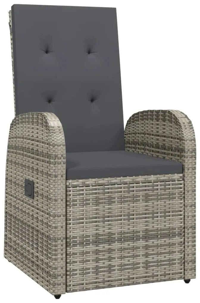 Set da pranzo da giardino 11pz con cuscini in polyrattan grigio