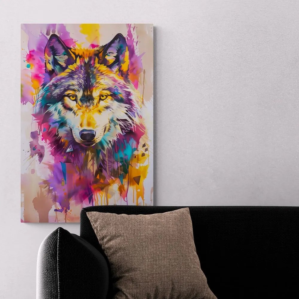 Stampa su tela – Lupo con imitazione di pittura