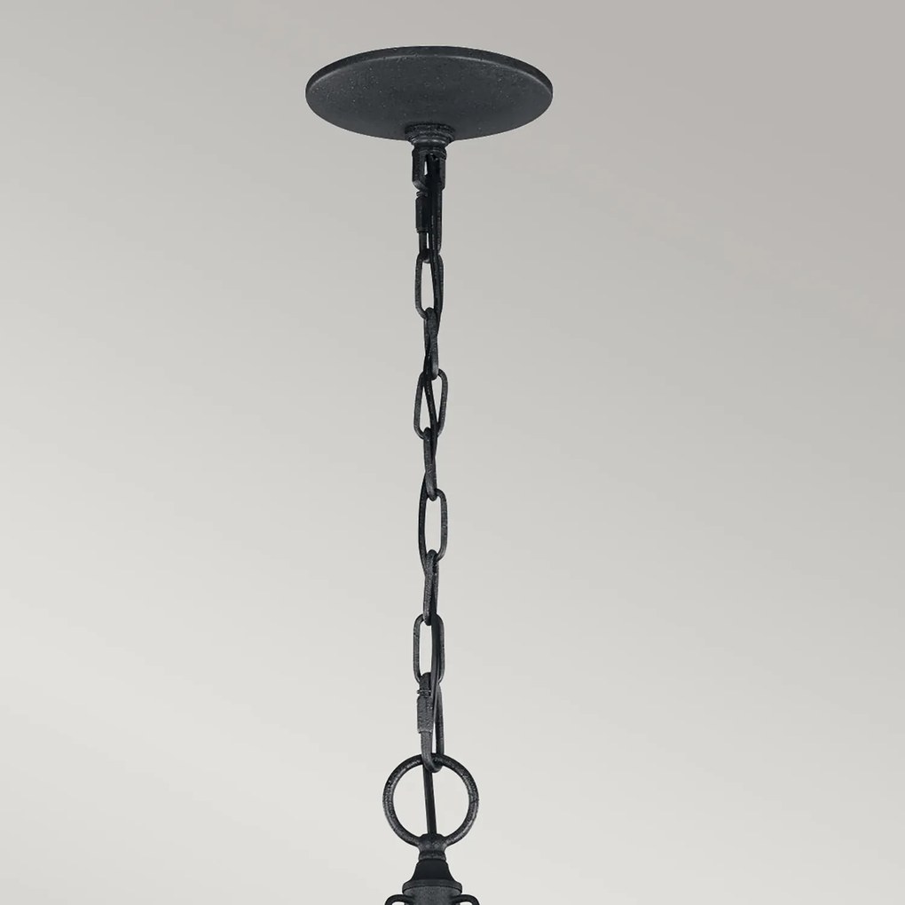 Lampadario Classico Nori Acciaio Zinco Scuro Anticato Legno Grigio 3 Luci E14