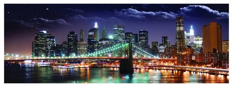 Stampa su tela Skyline New York di notte, multicolore 150 x 50 cm