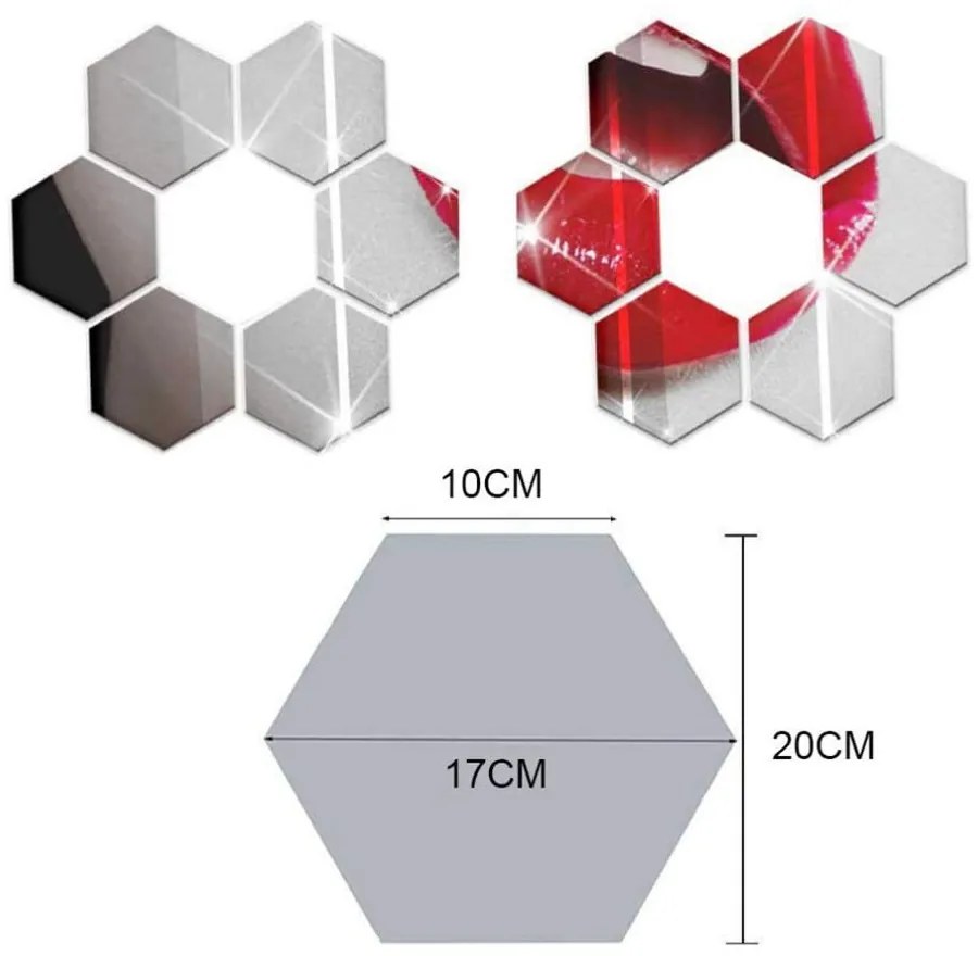 Set di adesivi per muro specchiati 12 pz 20x17 cm Hexagonal – Ambiance