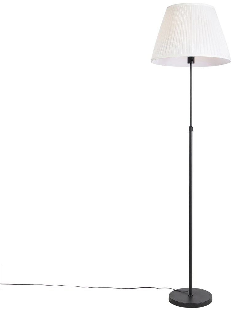 Lampada da terra nera con paralume plissettato crema 45 cm regolabile - Parte