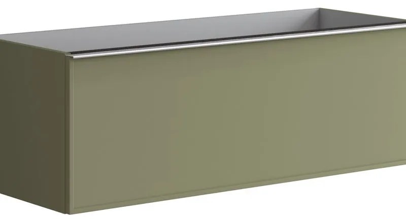 Mobile da bagno sotto lavabo Pixel frame verde salvia e maniglia alluminio brillante laccato opaco L 120 x H 40 x P 45.5 cm 1 cassetto, lavabo non incluso