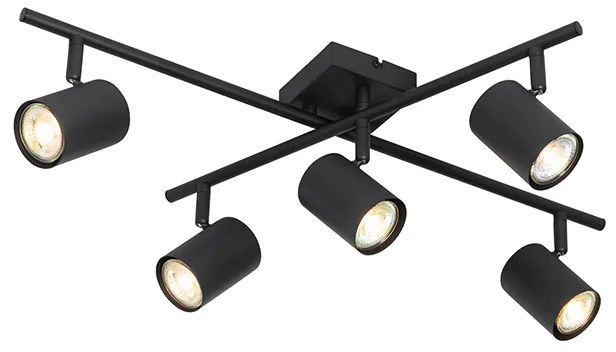Plafoniera moderna nera 5 luci regolabile quadrata - Jeana