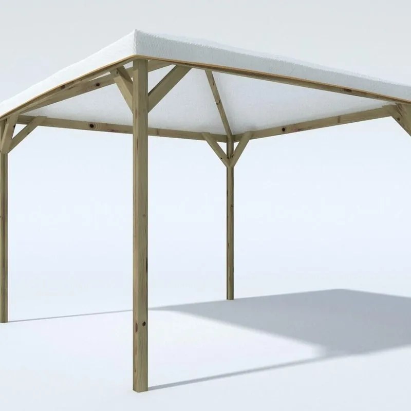 Gazebo Emotion in legno massello struttura naturale, copertura bianco L 300 x P 384.5 x H 265 cm