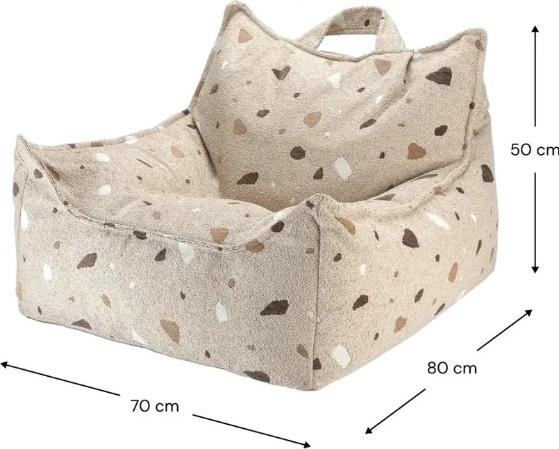 Pouf a sacco per bambini marrone chiaro con rivestimento in bouclé e ciniglia Terrazzo Chair – Wigiwama