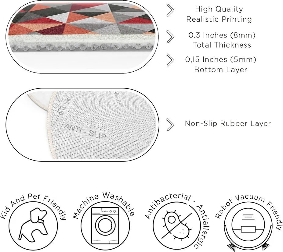 Tappeto rotondo rosso/grigio lavabile ø 80 cm Ignite – Mila Home