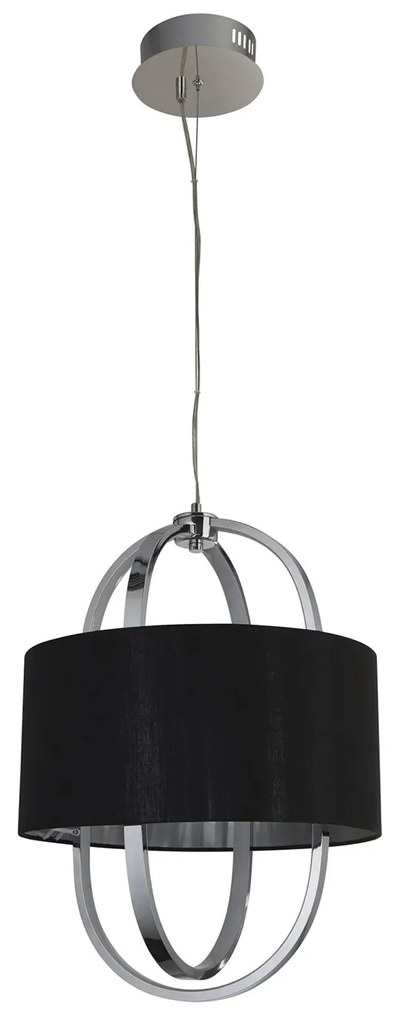 Lampadario Contemporaneo Madrid Acciaio Cromo Tessuto Nero Led 20W 3000K