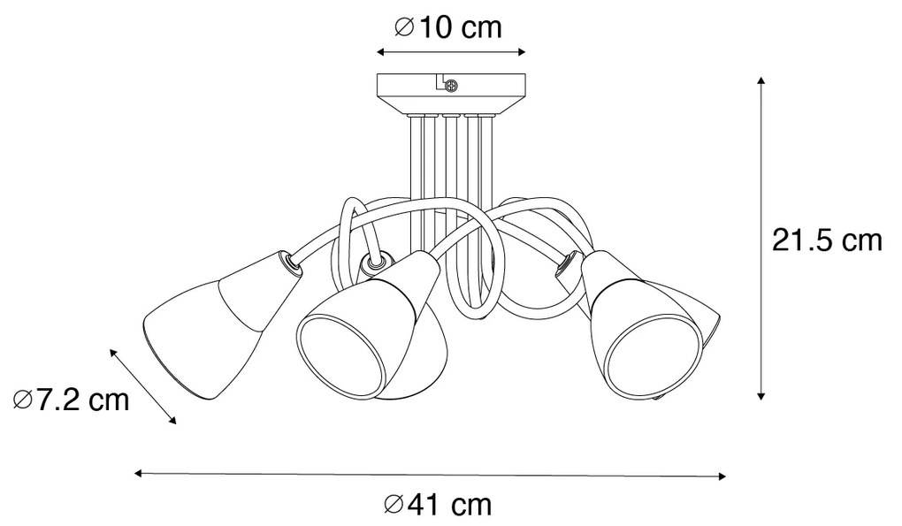 Plafoniera classica oro con vetro opalino 5 luci - Inez